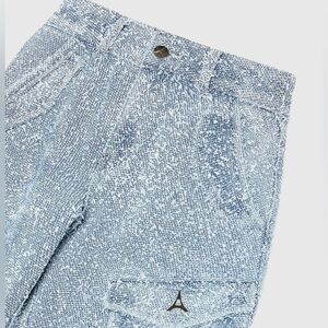 MANIÈRE DE VOIR- Anne Mid Blue
High Waisted Boucle Denim Cargo Pants NWT